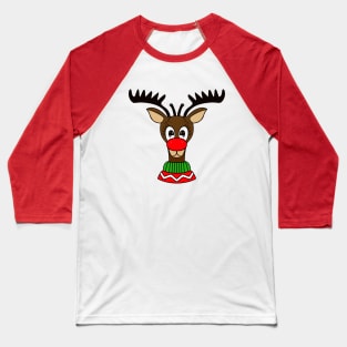 REINDEER Merry Christmas Green Red Sweater Baseball T-Shirt